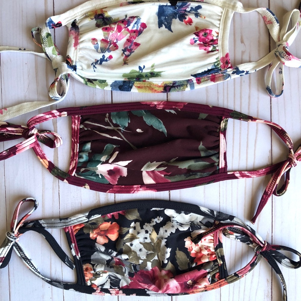 Set of 3 Face Masks. Floral Assorted